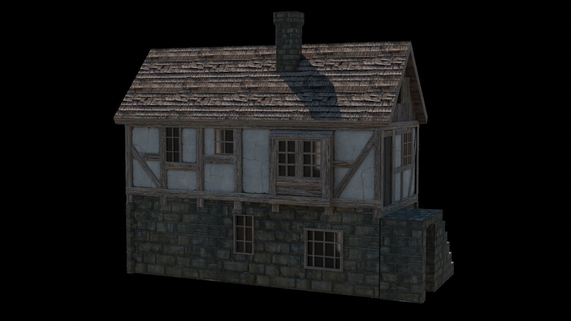 3D Medieval House Village 3 3D model_2
