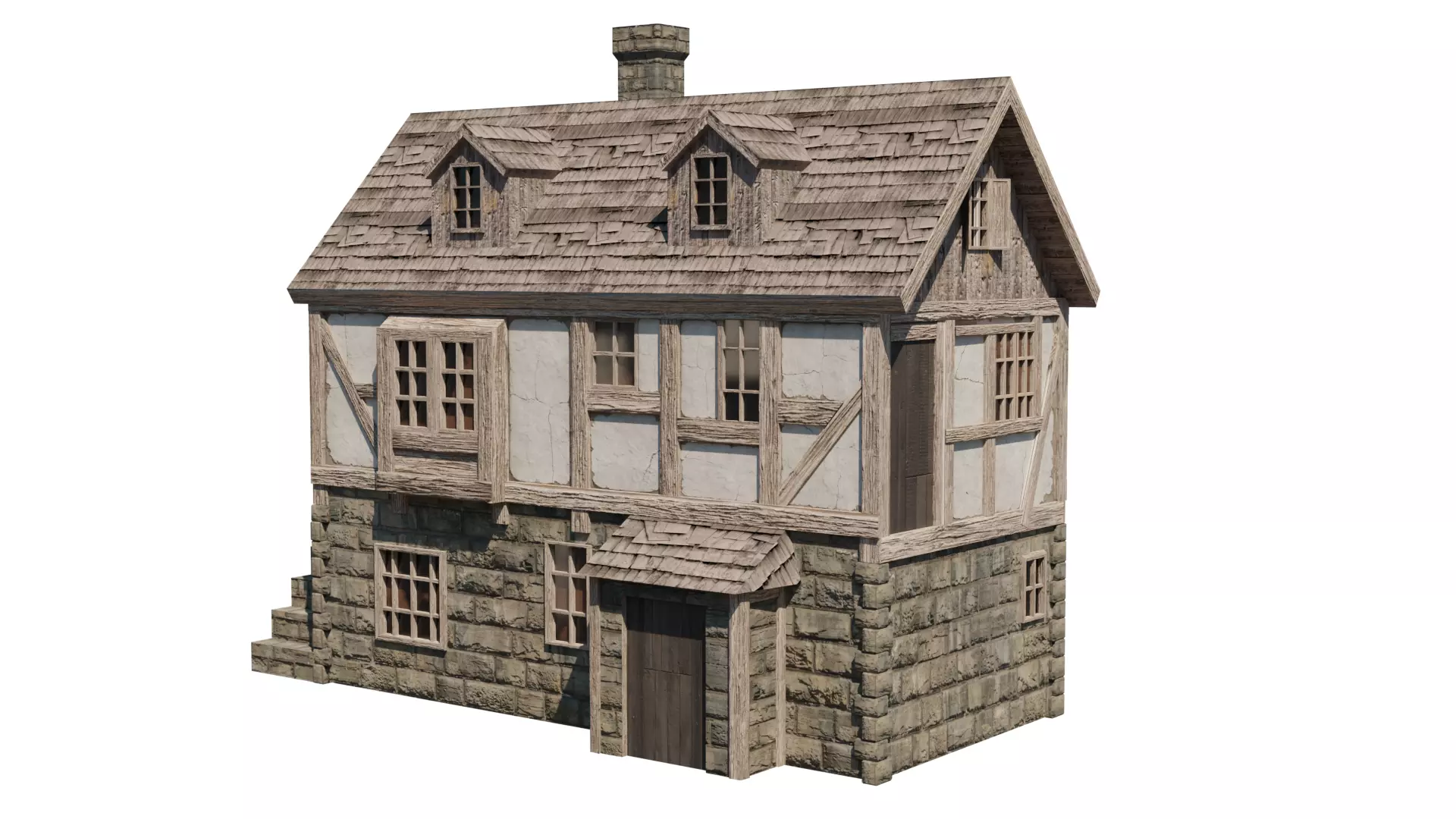 3D Medieval House Village 3 3D model_0