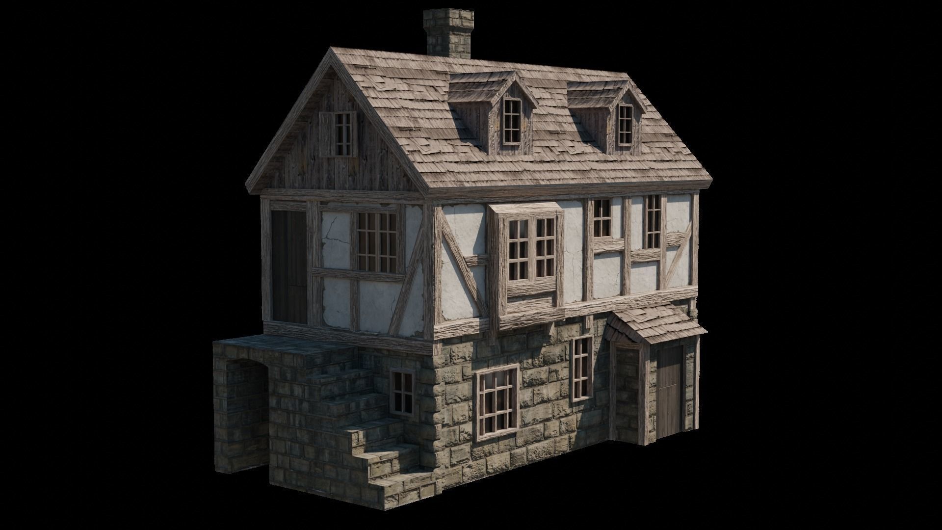 3D Medieval House Village 3 3D model_1