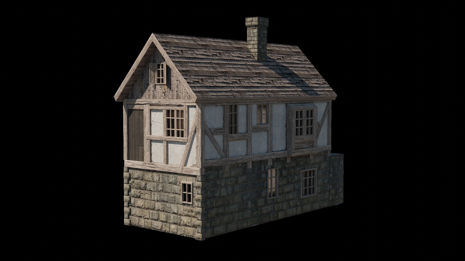 3D Medieval House Village 3 3D model_3