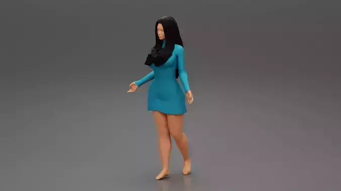 Beautiful woman in Turtle neck dress