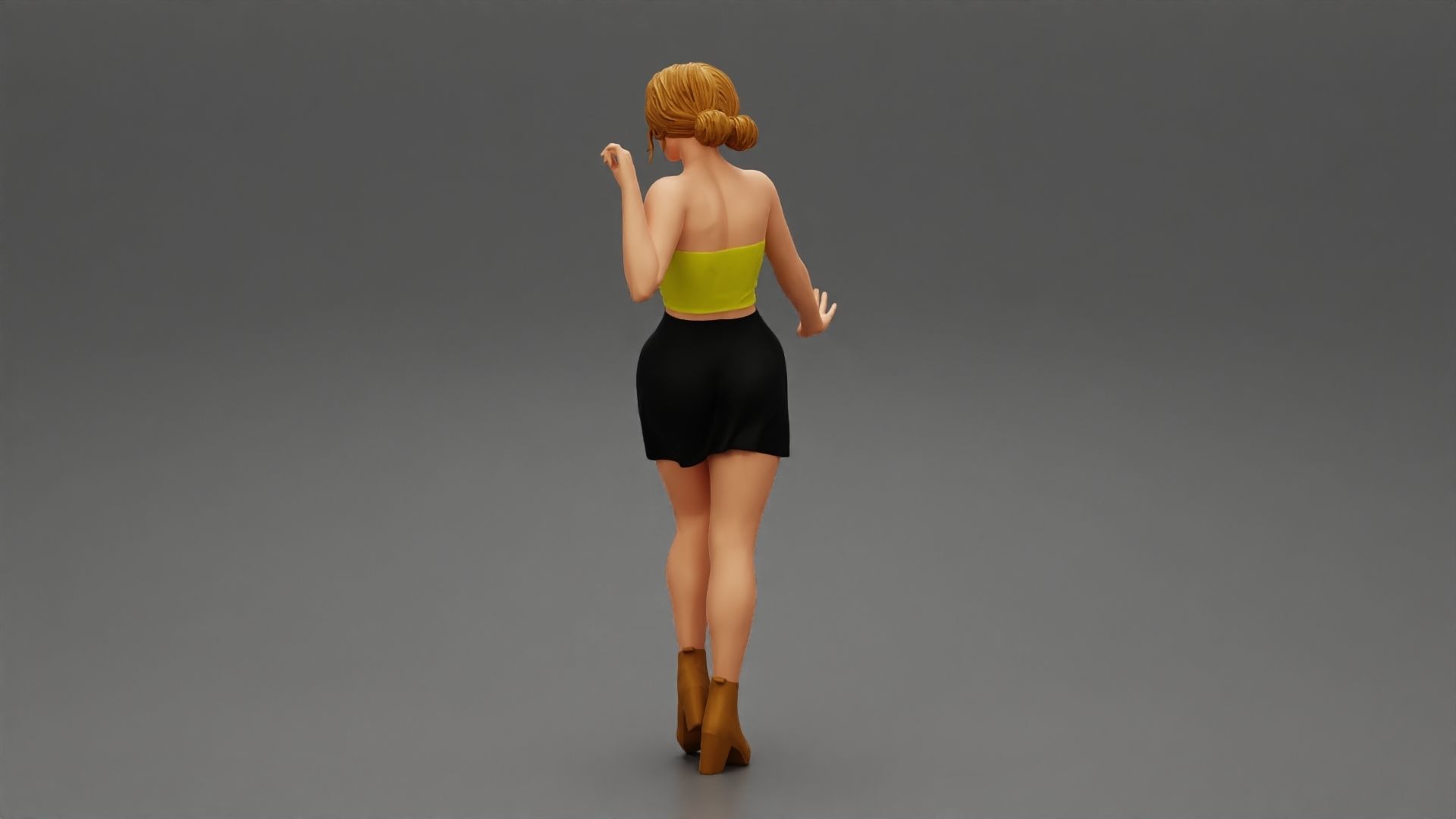 Pretty girl wearing a mini skirt and boots 3D print model_4