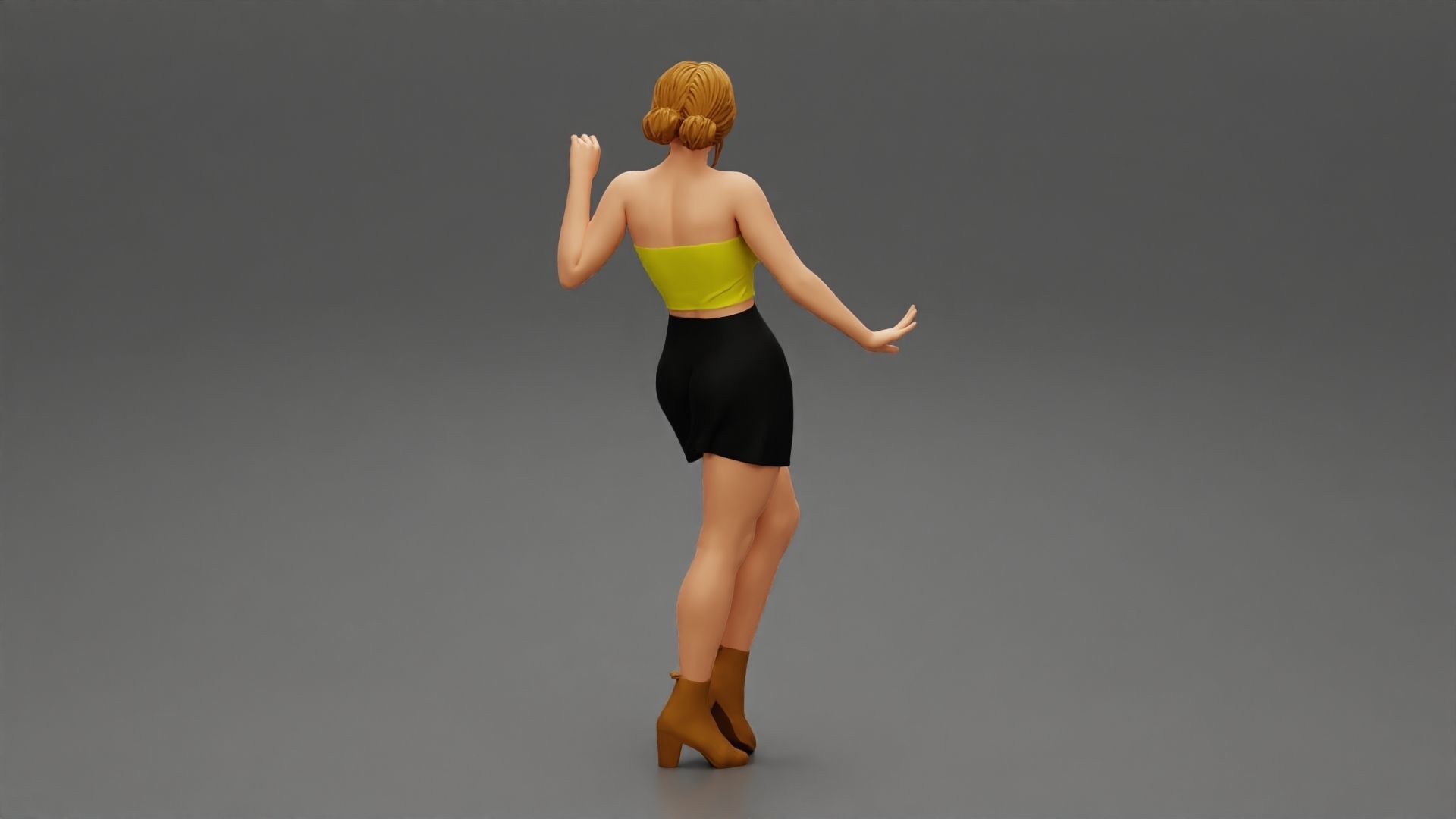 Pretty girl wearing a mini skirt and boots 3D print model_3