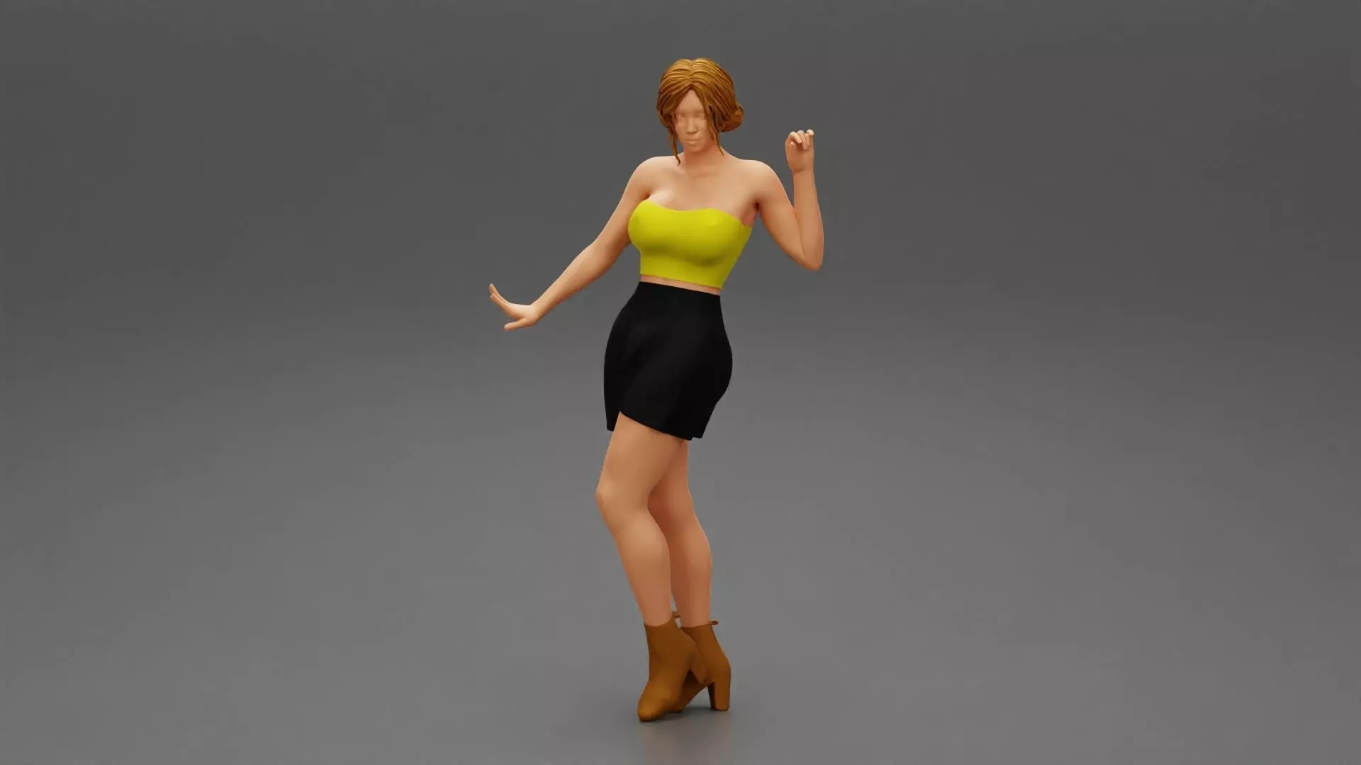 Pretty girl wearing a mini skirt and boots 3D print model_0