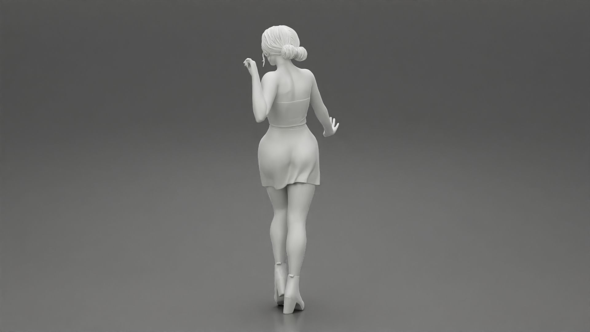 Pretty girl wearing a mini skirt and boots 3D print model_10