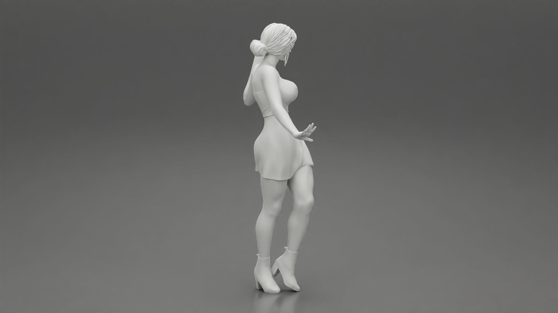 Pretty girl wearing a mini skirt and boots 3D print model_8