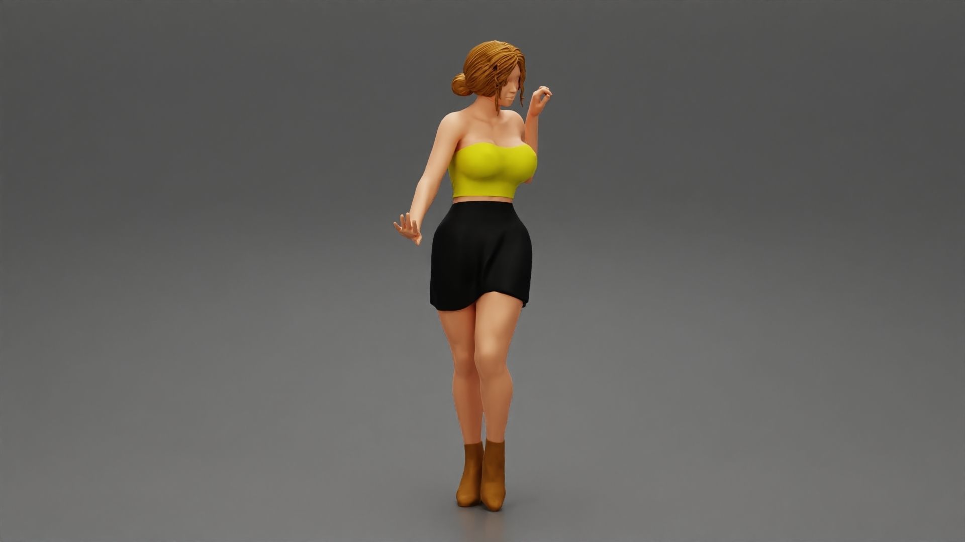 Pretty girl wearing a mini skirt and boots 3D print model_1