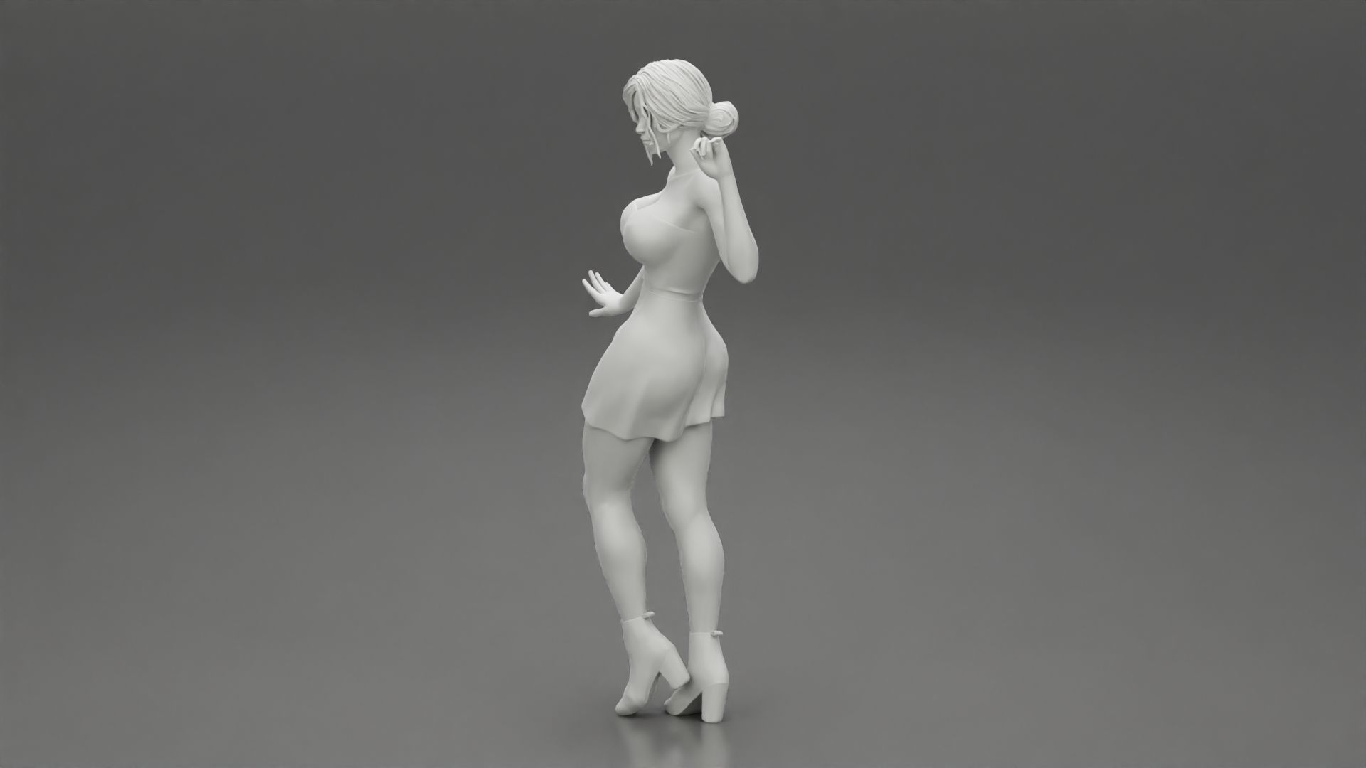 Pretty girl wearing a mini skirt and boots 3D print model_11