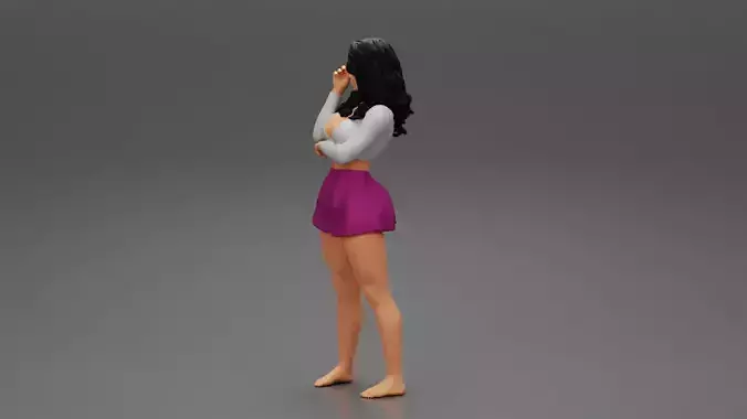 Beautiful woman in short mini skirt