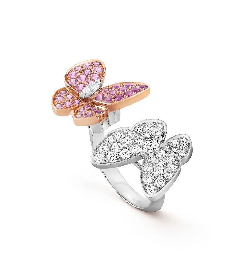 Van Cleef  Arpels  Two Butterfly Between the Finger ring  3D print model_2