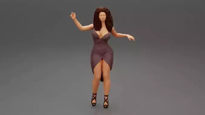 Beautiful Woman with Long Curly Hair in fashion Dress