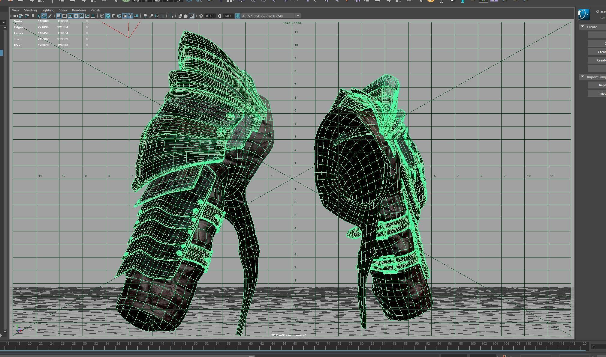 Female Knight Shoulder Armor Set MidPoly 3D model_8