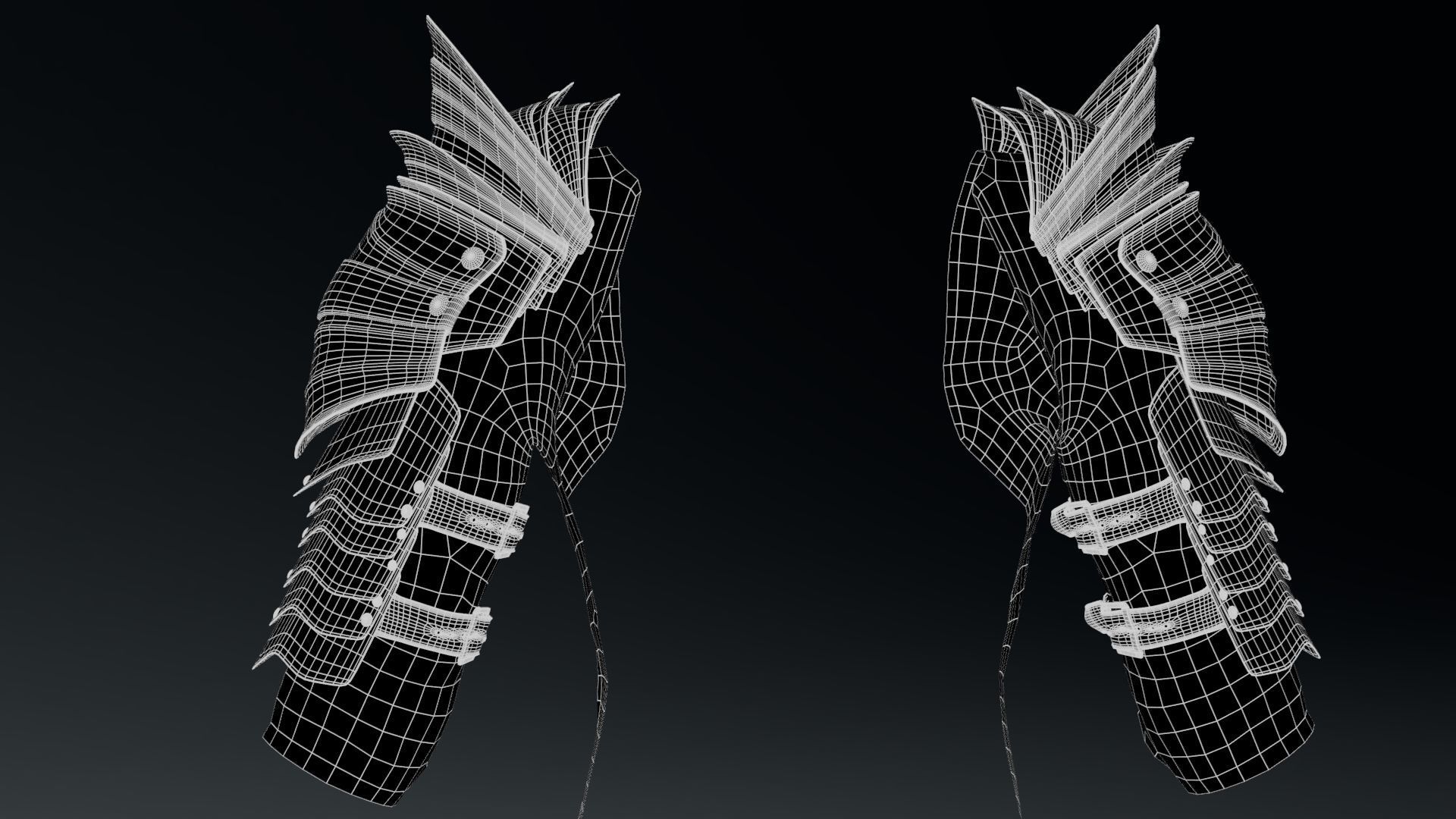 Female Knight Shoulder Armor Set MidPoly 3D model_5