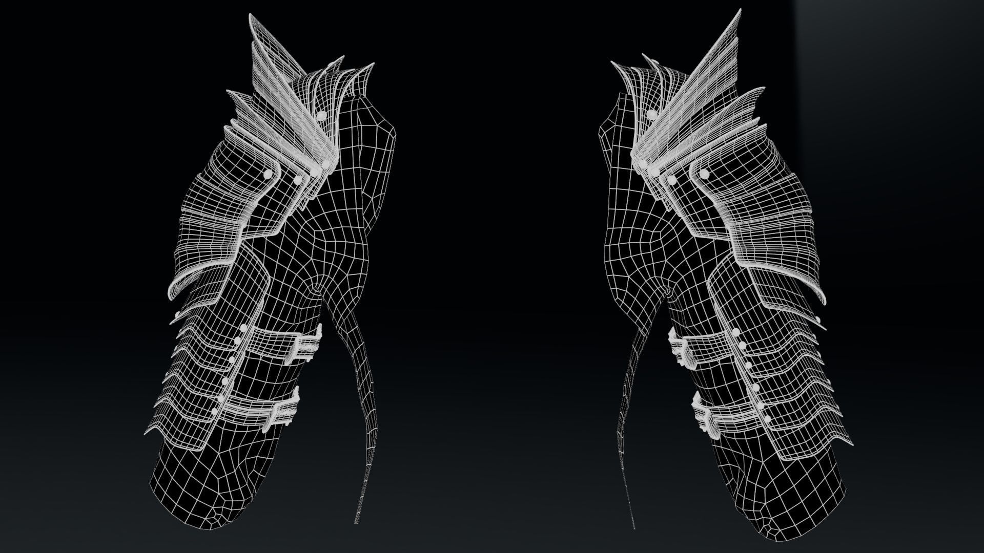 Female Knight Shoulder Armor Set MidPoly 3D model_7