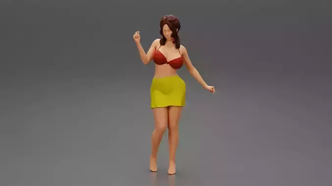 Slim Woman with Beautiful Body Wearing Mini Skirt and Bra posing