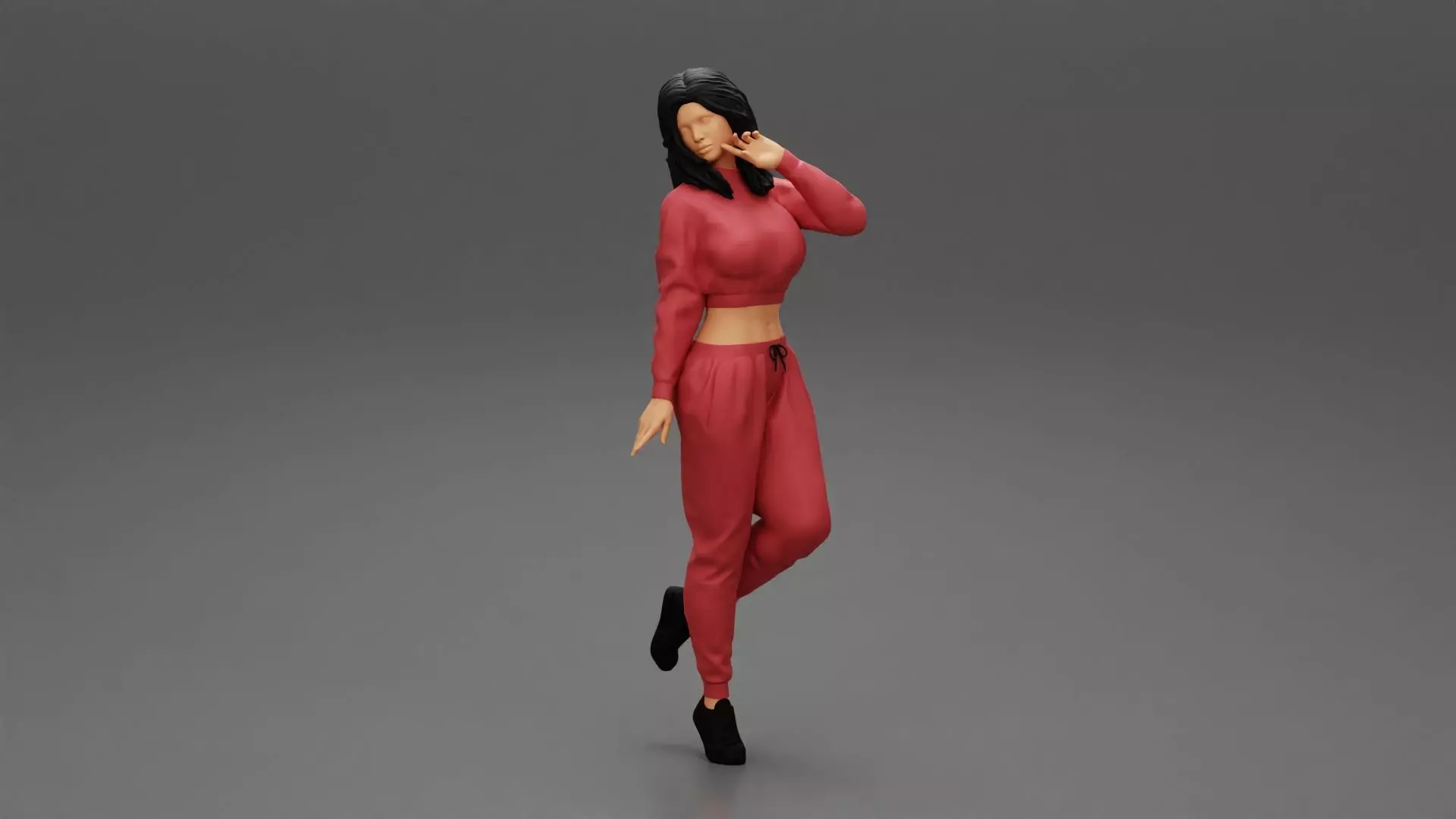 athletic lady sporty girl standing in sportswear clothes 3D print model