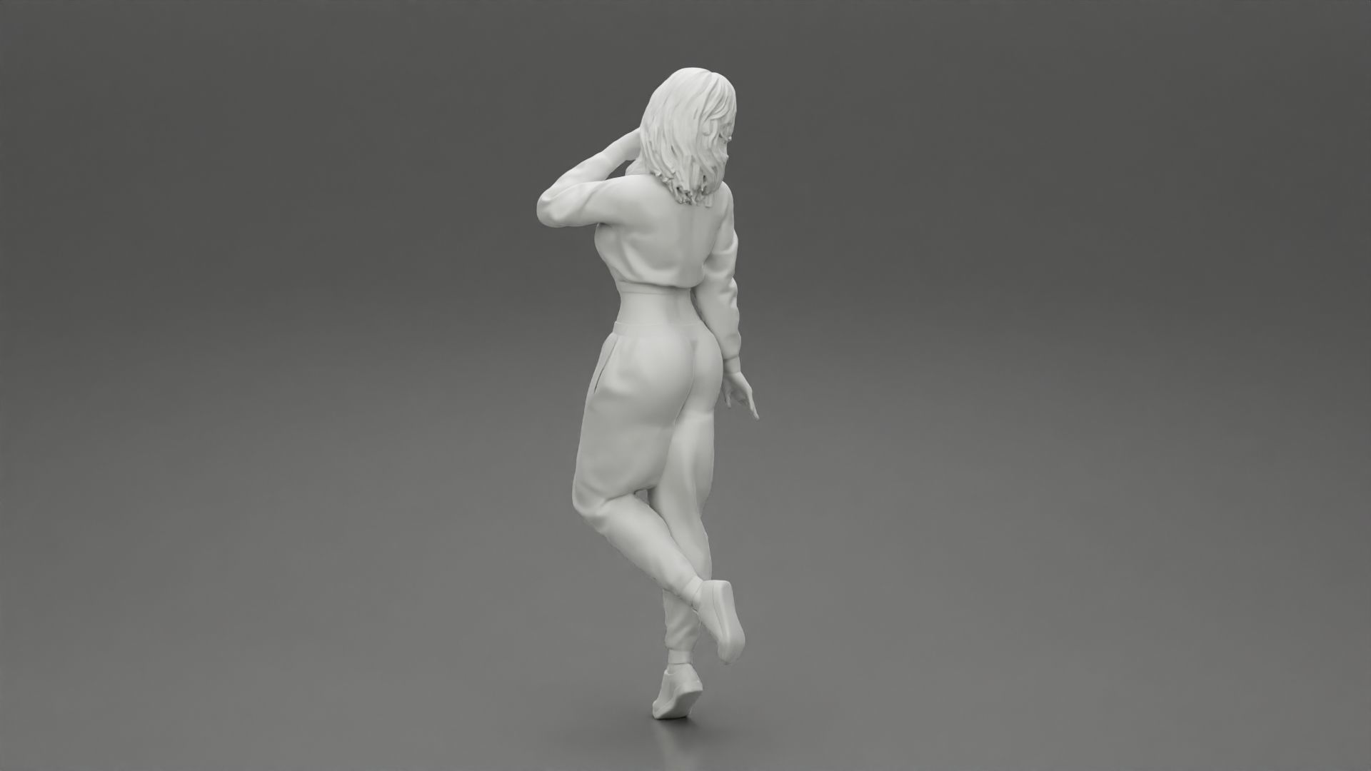 Sexy athletic lady sporty girl standing in sportswear clothes 3D print model_9
