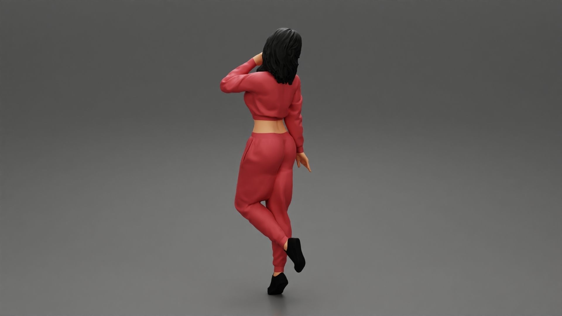 Sexy athletic lady sporty girl standing in sportswear clothes 3D print model_3