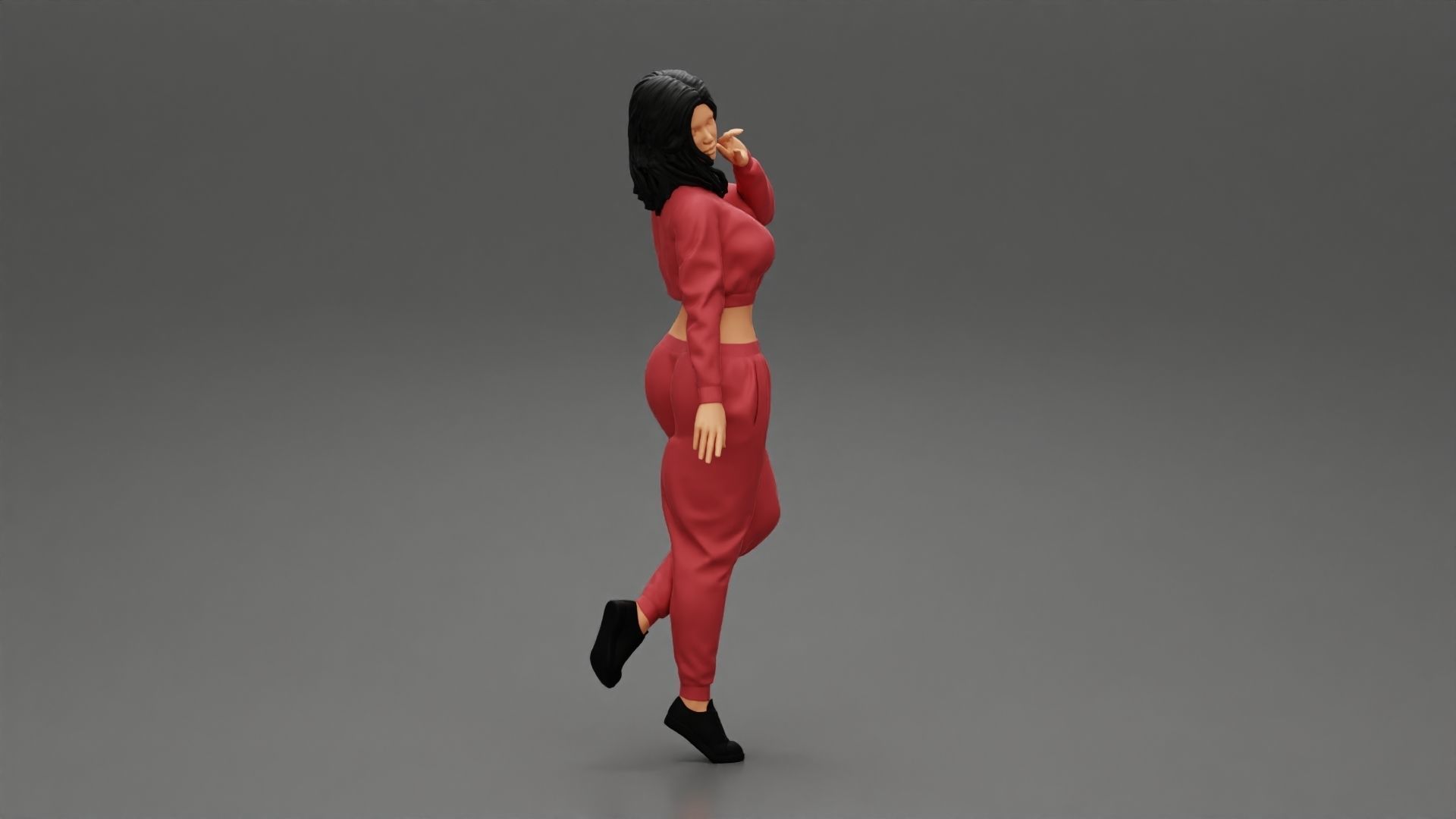 Sexy athletic lady sporty girl standing in sportswear clothes 3D print model_1