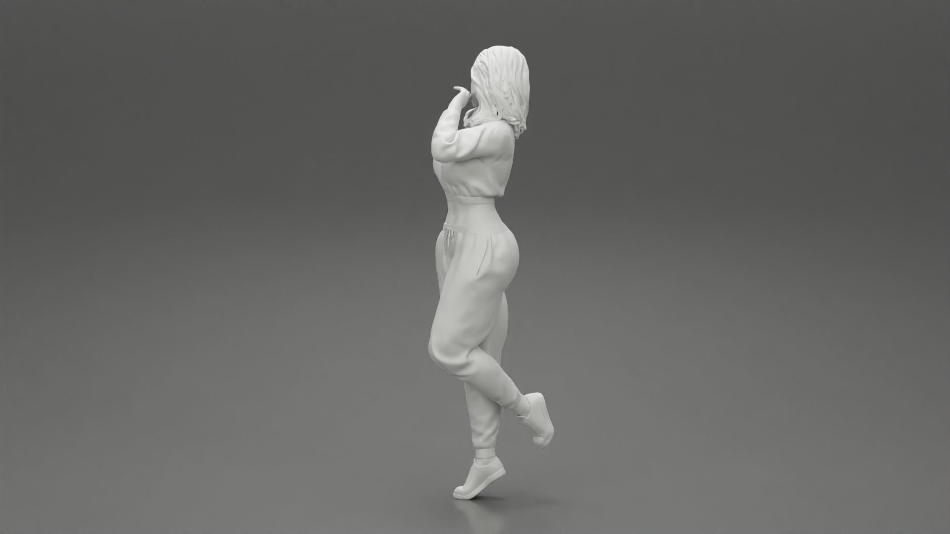 Sexy athletic lady sporty girl standing in sportswear clothes 3D print model_10