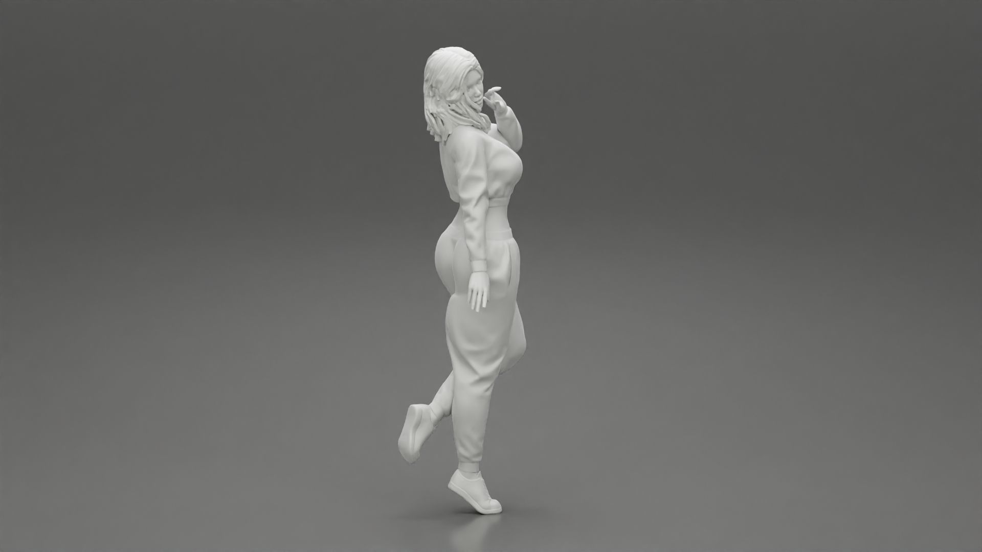 Sexy athletic lady sporty girl standing in sportswear clothes 3D print model_7