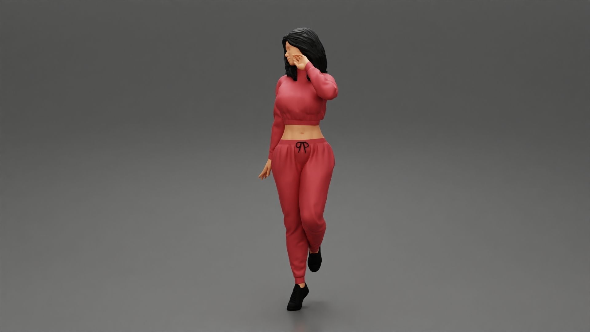 Sexy athletic lady sporty girl standing in sportswear clothes 3D print model_5