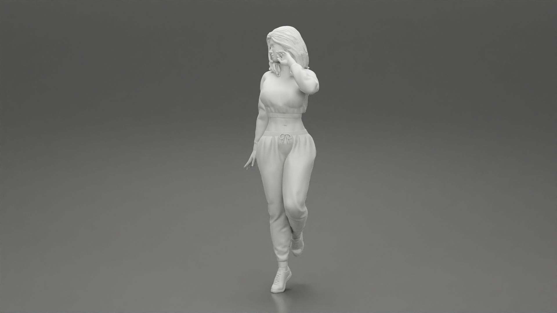 Sexy athletic lady sporty girl standing in sportswear clothes 3D print model_11