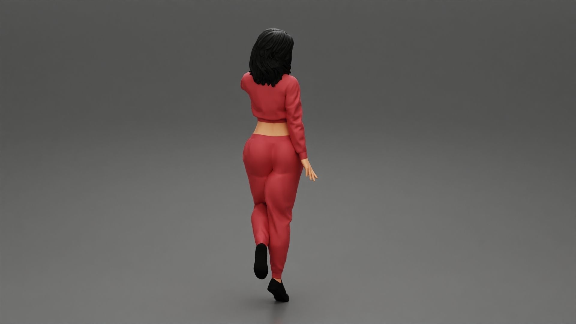 Sexy athletic lady sporty girl standing in sportswear clothes 3D print model_2