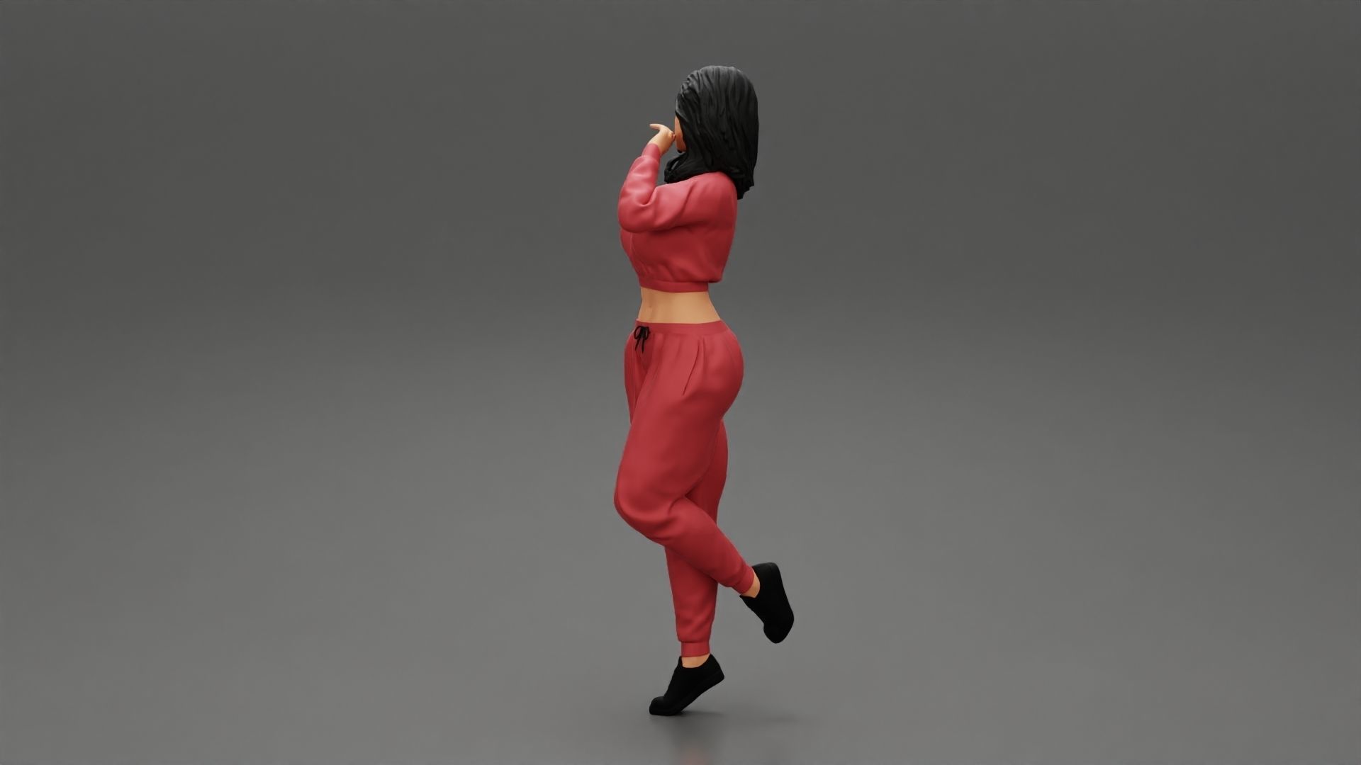 Sexy athletic lady sporty girl standing in sportswear clothes 3D print model_4