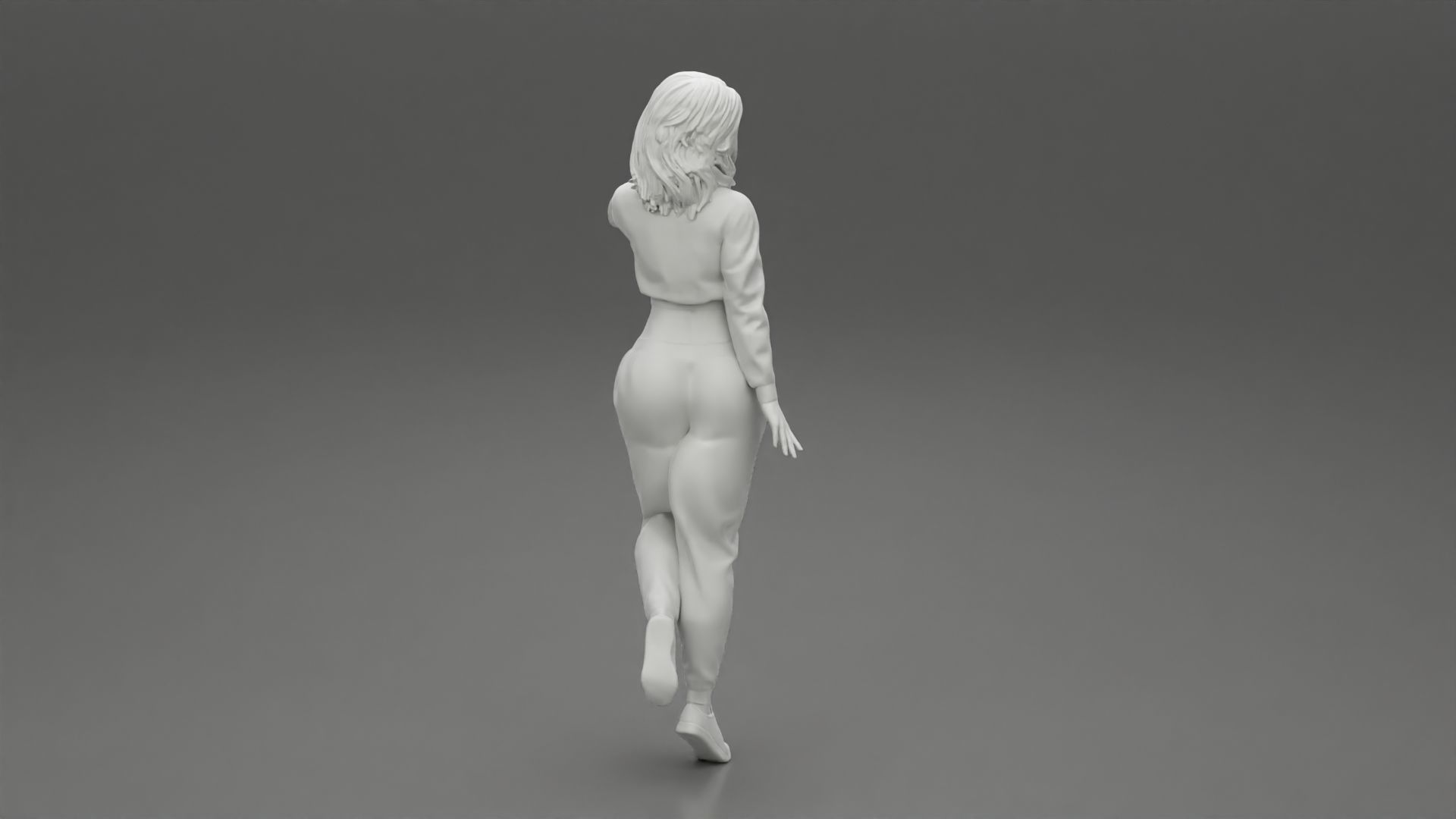 Sexy athletic lady sporty girl standing in sportswear clothes 3D print model_8
