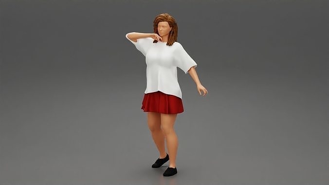 Young Beautiful Woman Wearing Casual Long T shirt Standing 3D print model