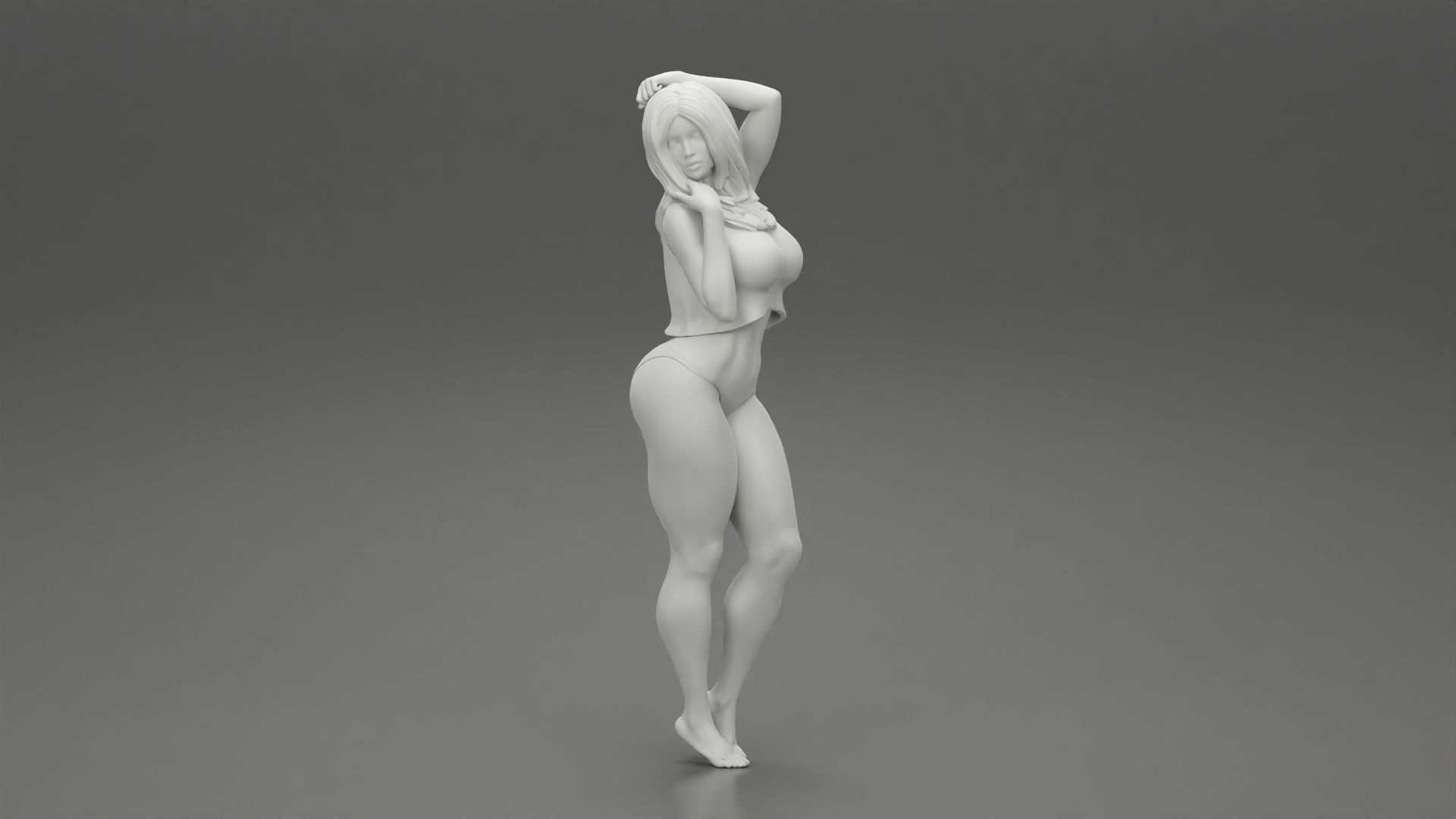 woman wearing in lace top and bikini 3D print model_6