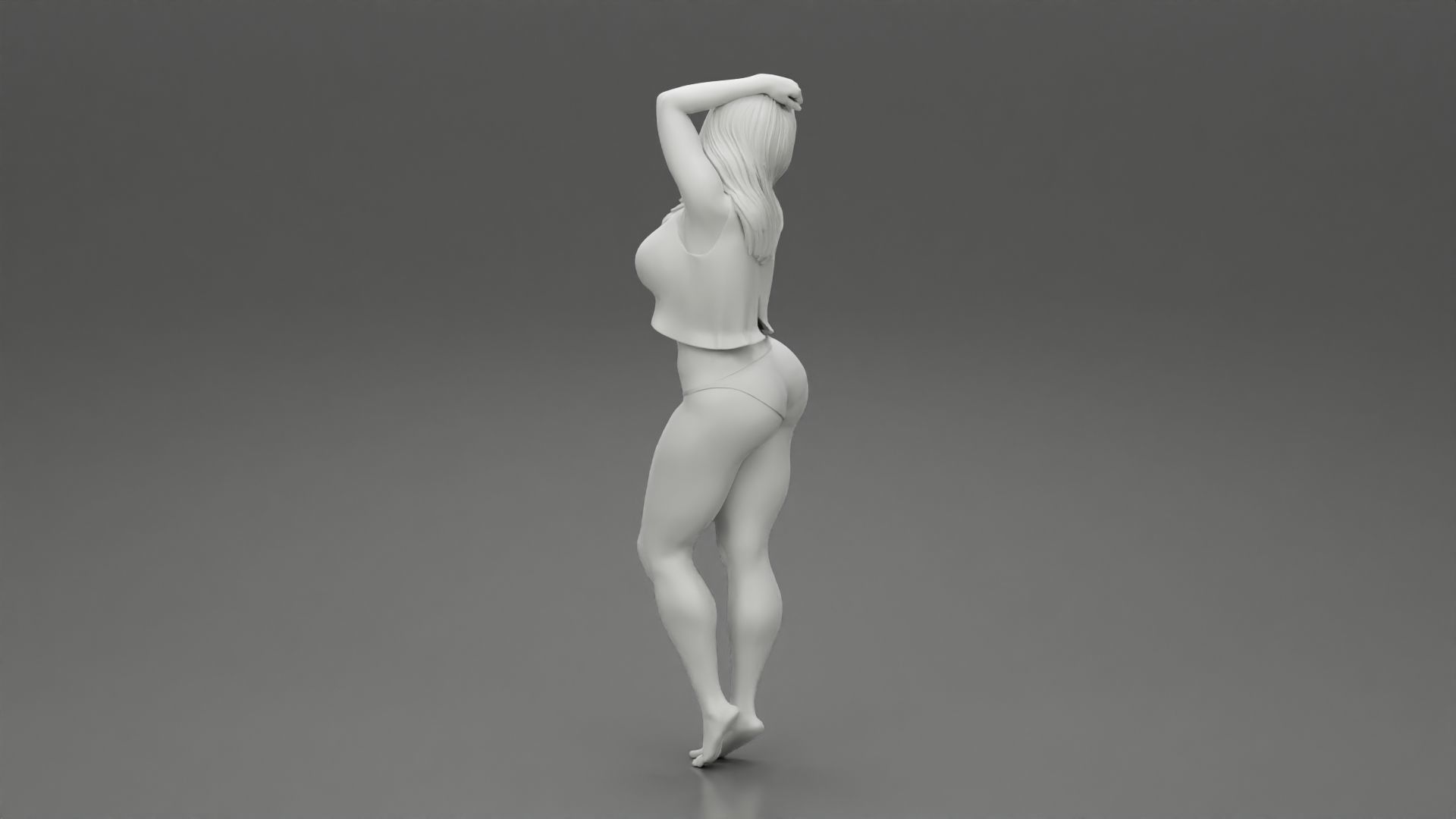 woman wearing in lace top and bikini 3D print model_9