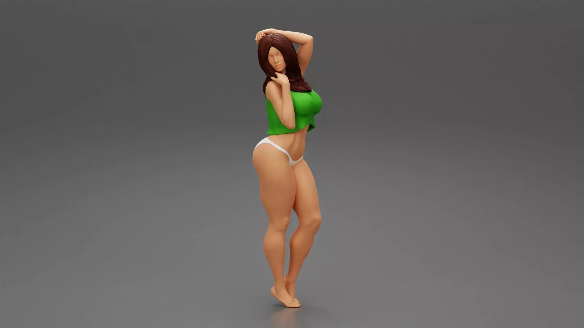 woman wearing in lace top and bikini 3D print model_0