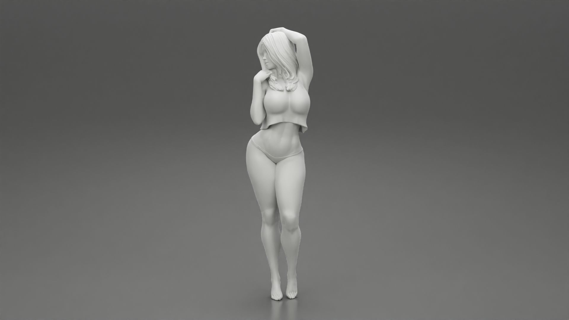 woman wearing in lace top and bikini 3D print model_11