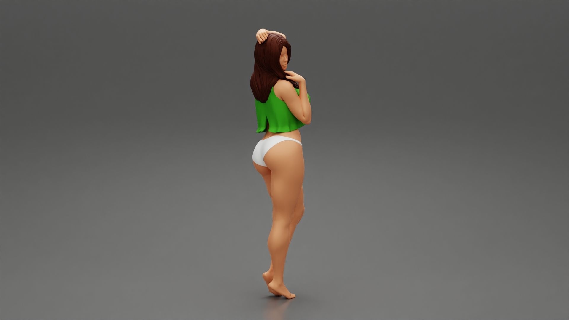 woman wearing in lace top and bikini 3D print model_1