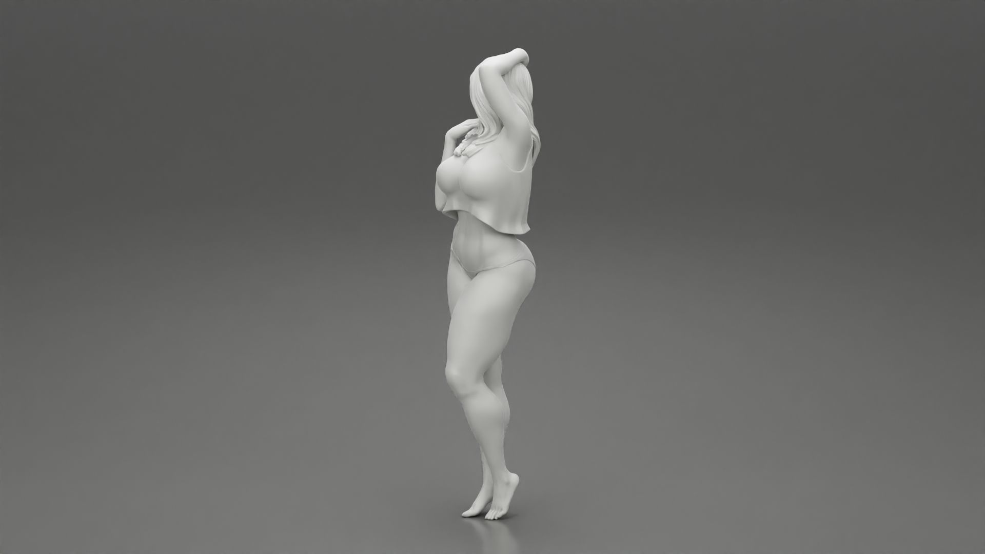 woman wearing in lace top and bikini 3D print model_10