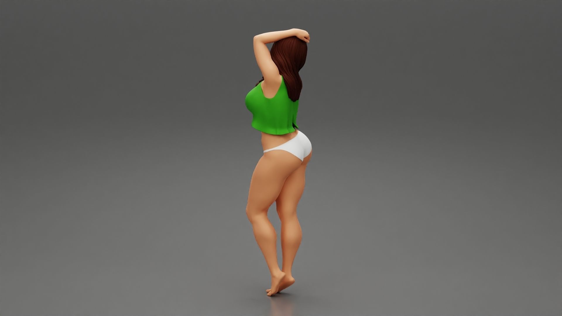 woman wearing in lace top and bikini 3D print model_3