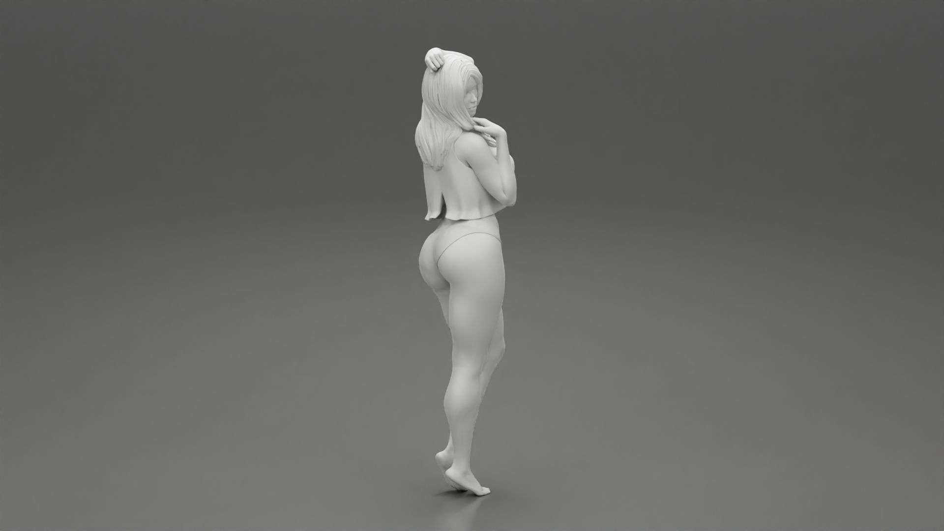 woman wearing in lace top and bikini 3D print model_7