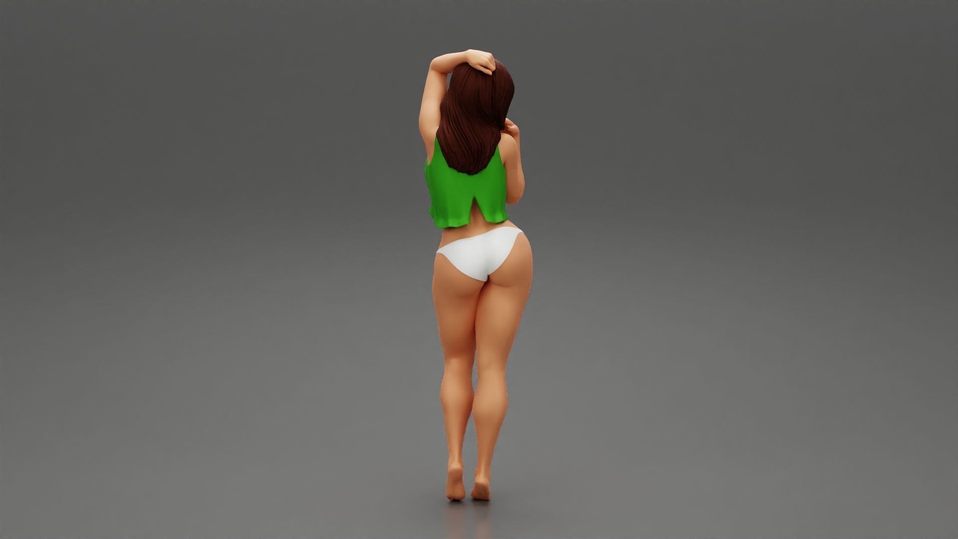 woman wearing in lace top and bikini 3D print model_2