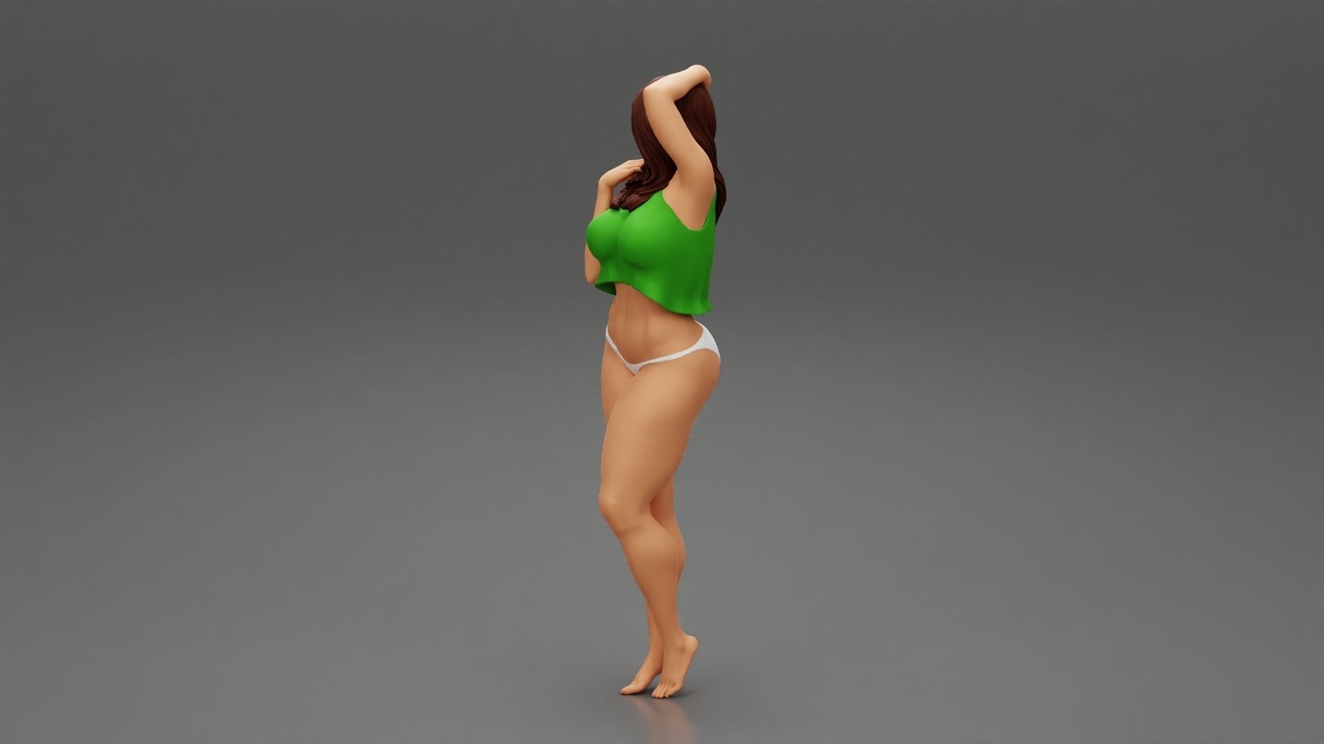 woman wearing in lace top and bikini 3D print model_4