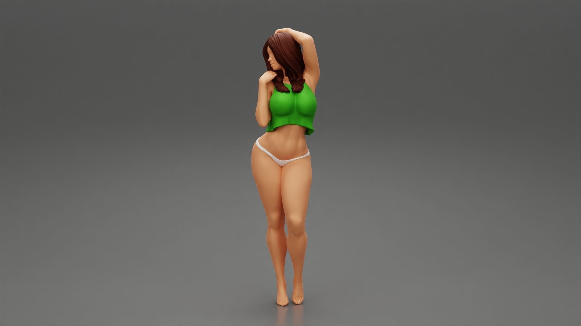 woman wearing in lace top and bikini 3D print model_5