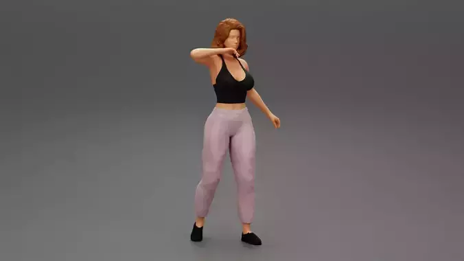 Fitness Young Woman Posing Wearing Top and Pants