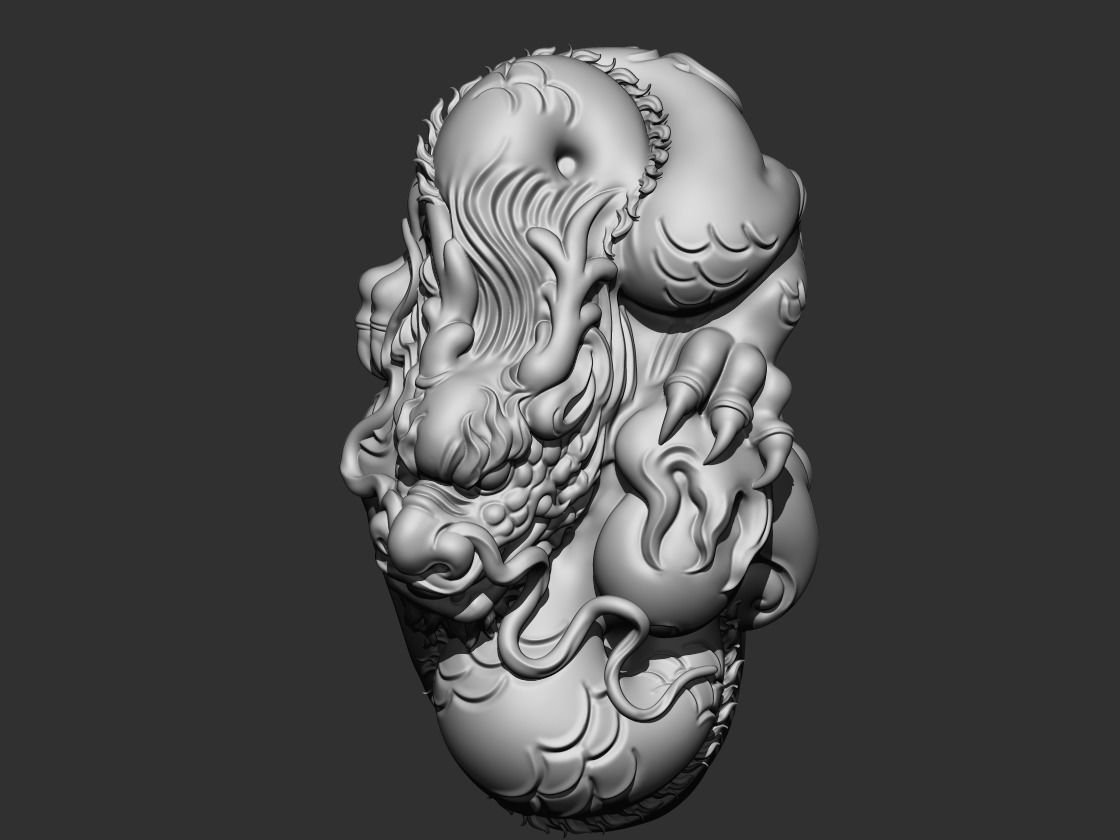 dragon bust of woman 3D print model_5