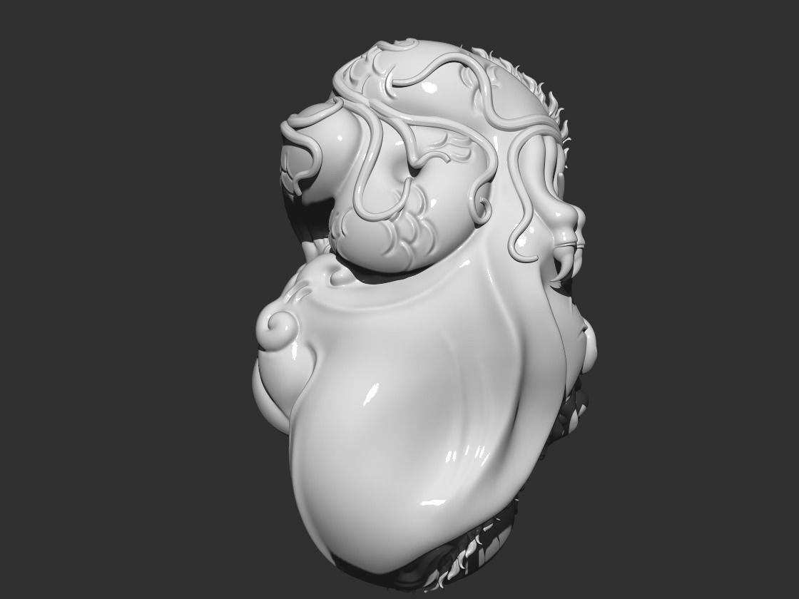 dragon bust of woman 3D print model_2