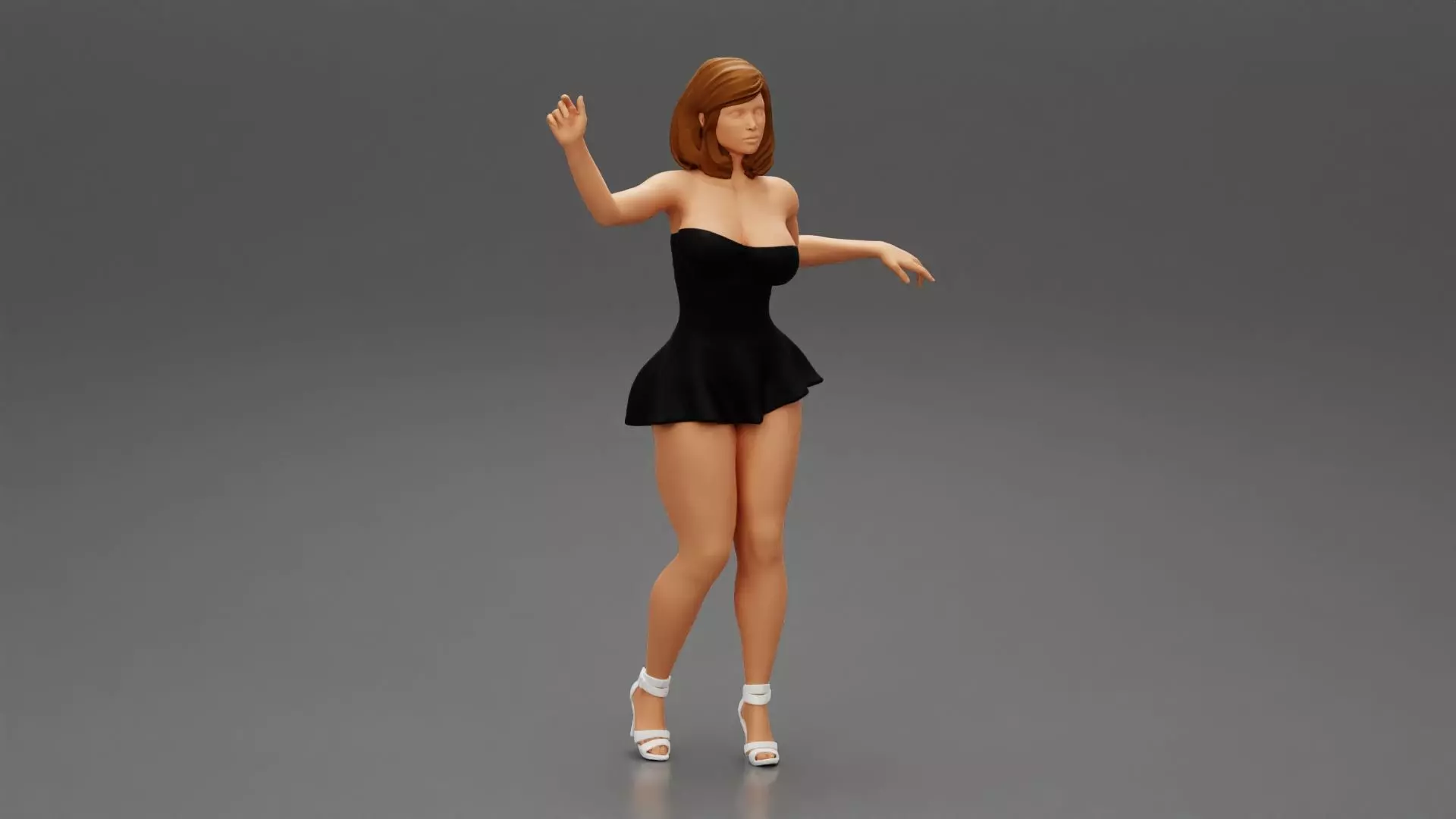 Sexy young girl in mini skirt dress and high heels 3D print model
