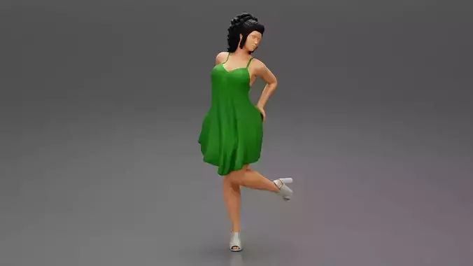 Sexy Woman In Dress Having Fun Holding One Leg