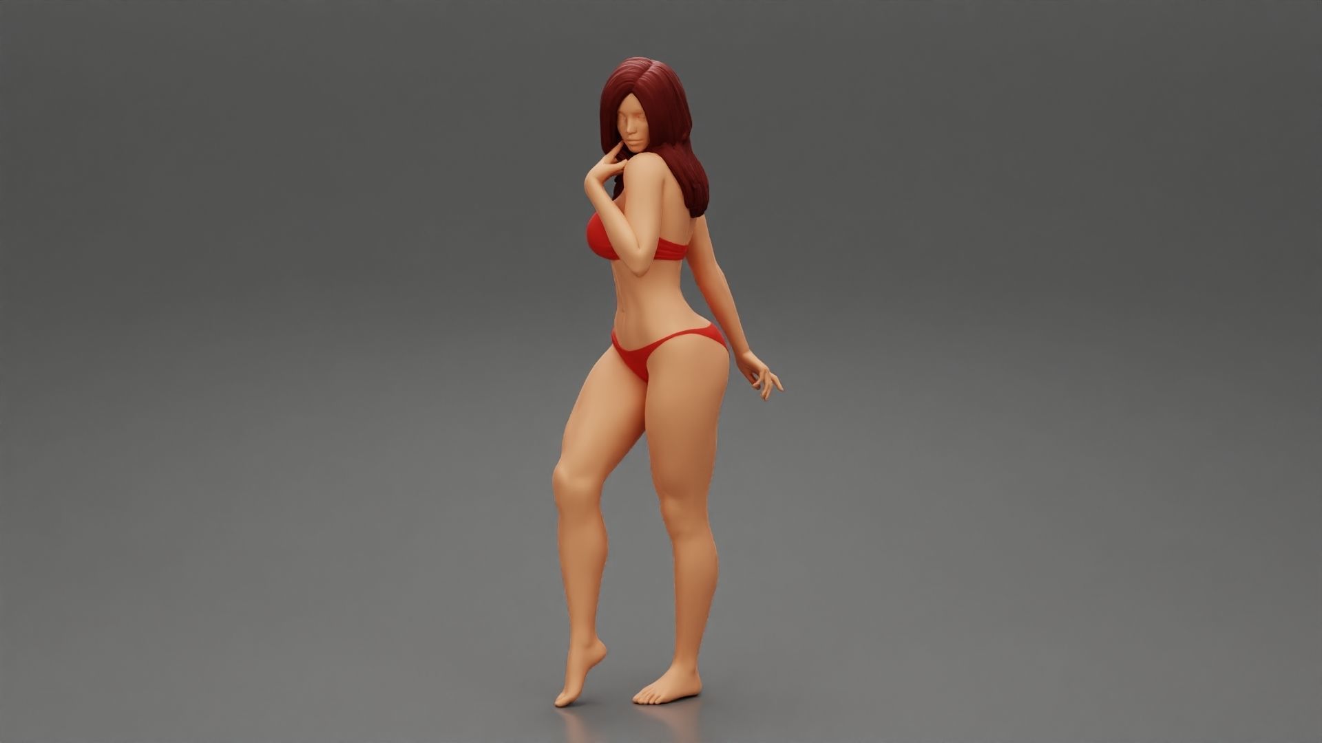 Beautiful Woman In Bikini Posing On Beach 3D print model_4