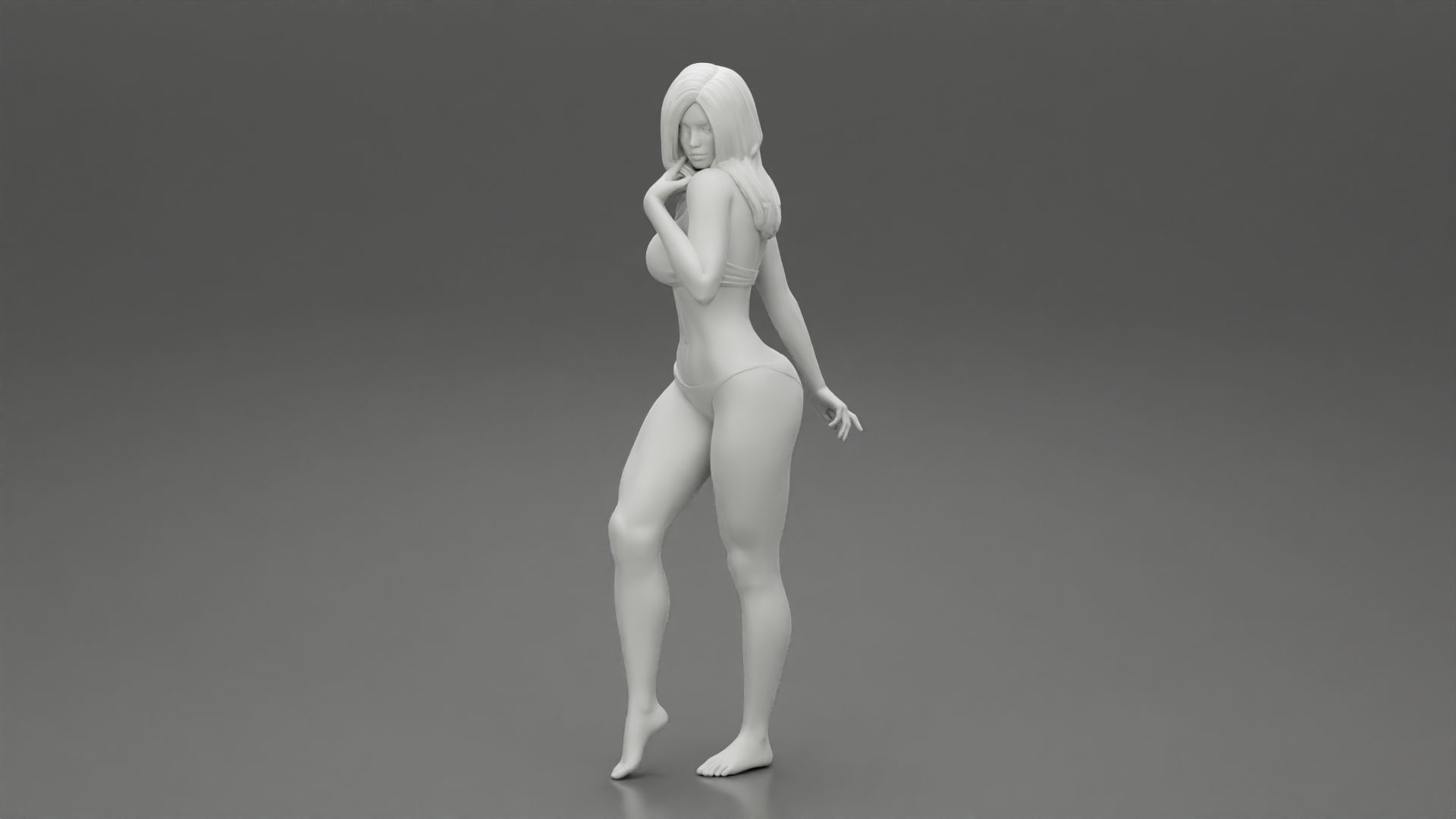 Beautiful Woman In Bikini Posing On Beach 3D print model_10