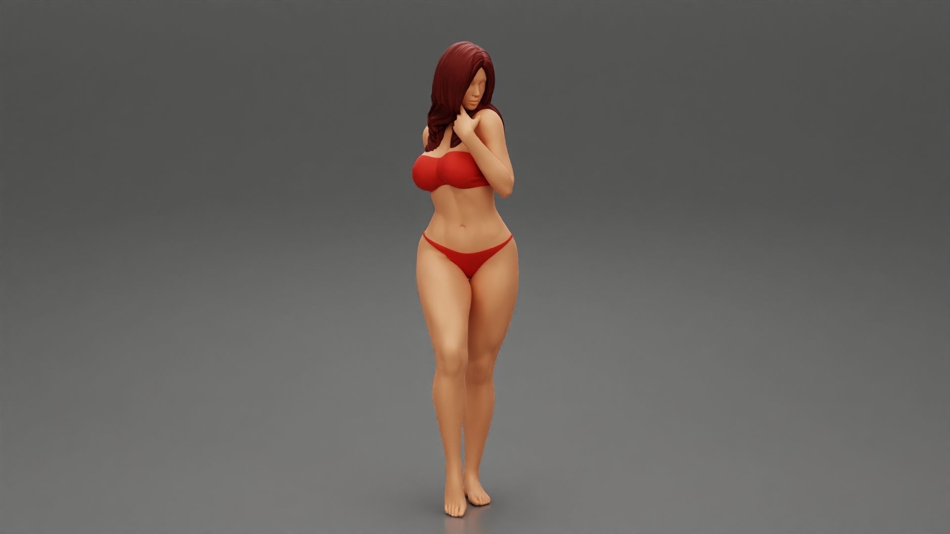 Beautiful Woman In Bikini Posing On Beach 3D print model_5